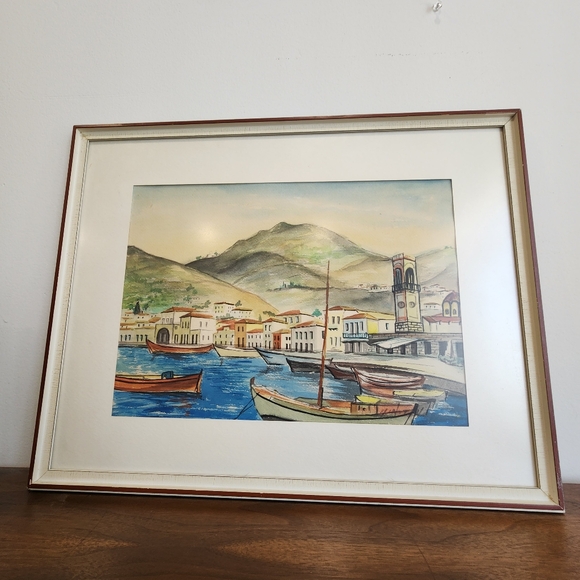 Seaside Town Artist Sign Original Oil Painting Framed - Picture 8 of 11